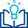 book with light bulb graphic